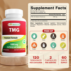 Serving size image showing 1000 mg TMG per serving