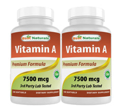 Bottle of Best Naturals Vitamin A 25000 IU softgels - Pack of 2