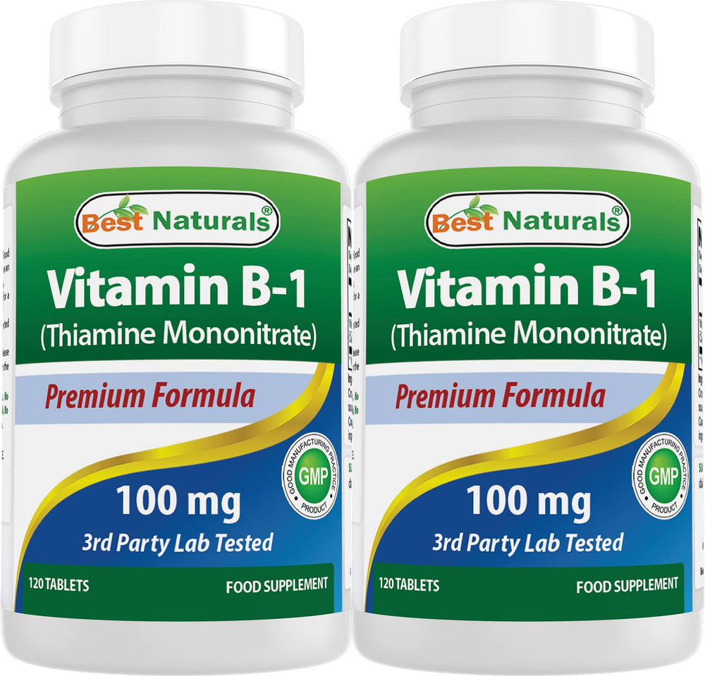 Front view of Best Naturals Vitamin B1 Thiamine Mononitrate bottle