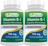 Front view of Best Naturals Vitamin B1 Thiamine Mononitrate bottle