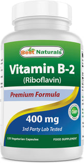 Bottle of Best Naturals Vitamin B2 (Riboflavin) 400mg Veggie Capsules