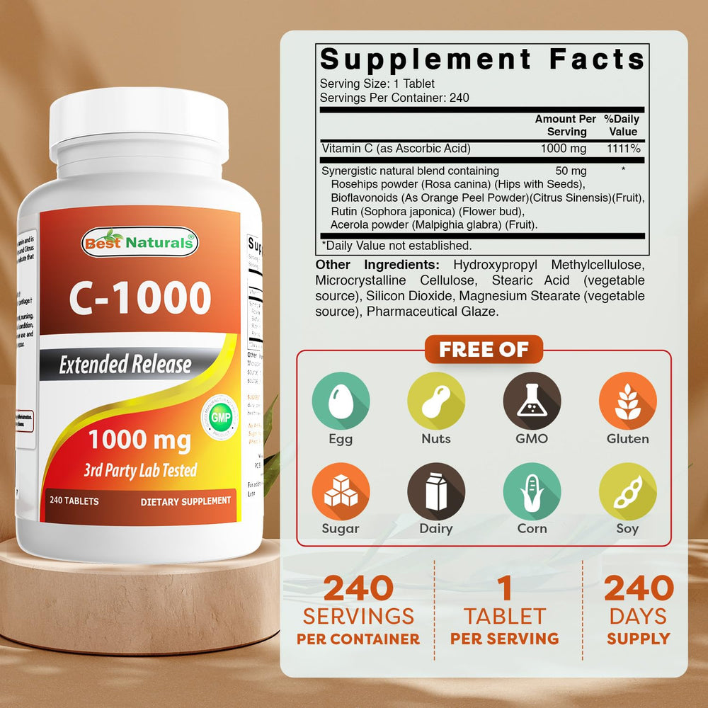 Two bottles of Best Naturals Vitamin C 1000 mg with Rose Hips Berry
