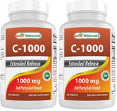 Bottle of Best Naturals Vitamin C 1000 mg tablets with Rose Hips Berry, 240 count, pack of 2