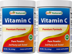 Front view of Best Naturals Vitamin C powder 1 lb bottle