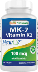 Front bottle of Best Naturals Vitamin K2 MK7 with D3, 180 tablets
