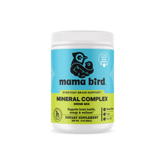 Front view of Best Nest Wellness Mama Bird Mineral Complex lemon-lime canister