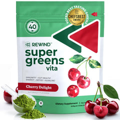 Bottle of Best Tasting Super Greens Powder Cherry Flavor