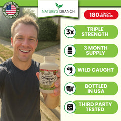 Close-up of omega-3 fish oil softgels in lemon flavor