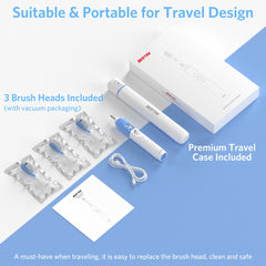 Three replacement brush heads with hygienic caps