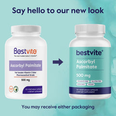 Front of Bestvite packaging: Ascorbyl Palmitate 500mg - 240 capsules