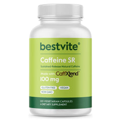 BESTVITE caffeine 100mg SR pills in bottle offer steady daytime energy