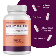 Bestvite L-Tyrosine 500mg 240 capsules packaging