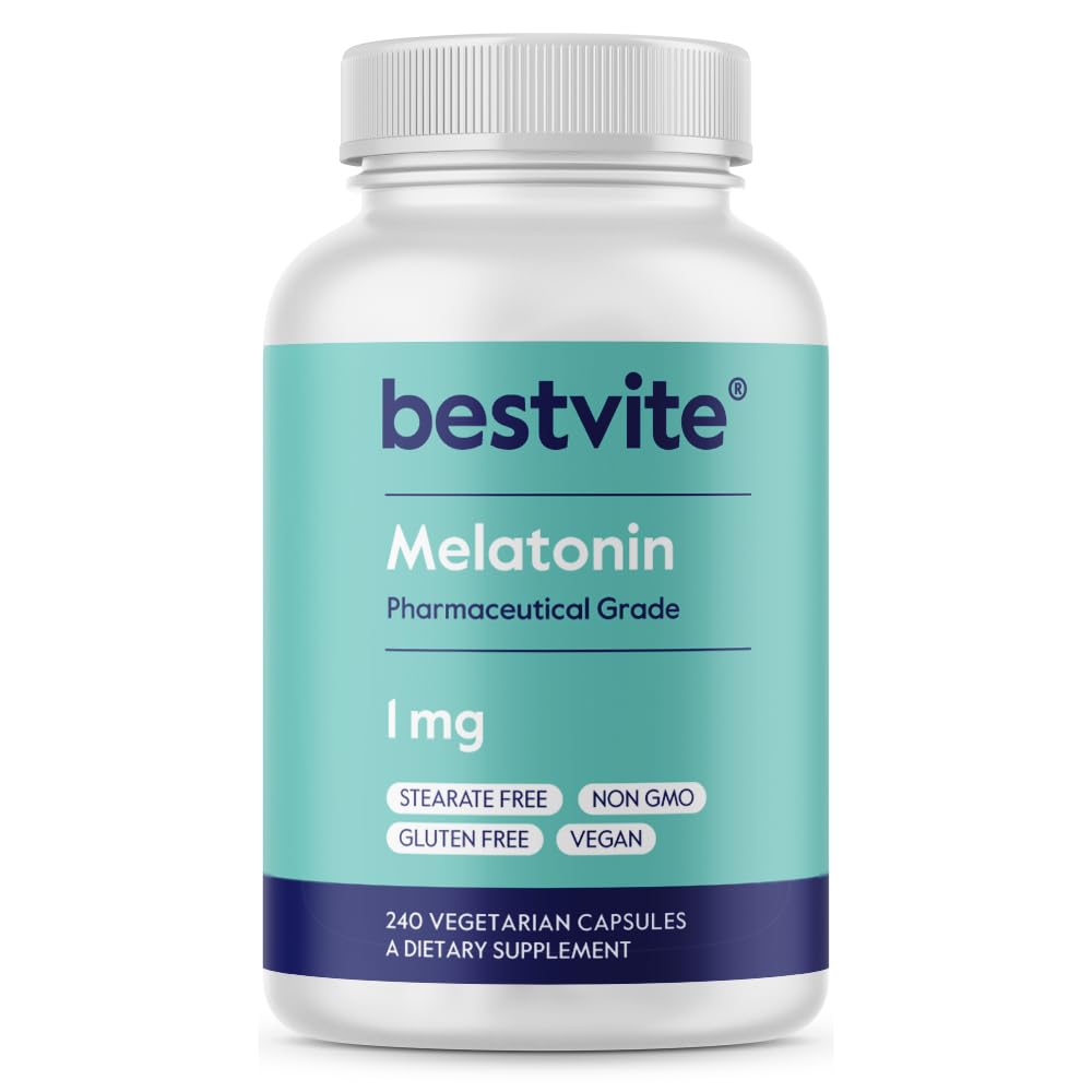 Bestvite Melatonin 1mg 240 vegetarian capsules bottle – front view