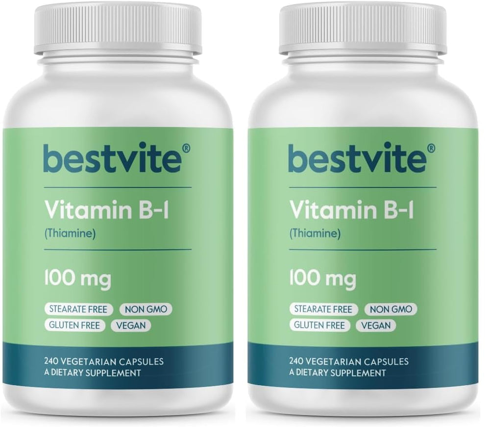 Bottle of BESTVITE Vitamin B-1 100mg 240 vegetarian capsules