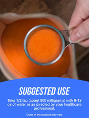 Beta Carotene powder dissolving in liquid for consumption