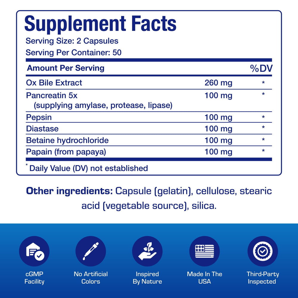 Betaine HCl with Pepsin Diastase and Papain panel