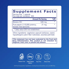 Betaine HCl and pepsin ingredients label