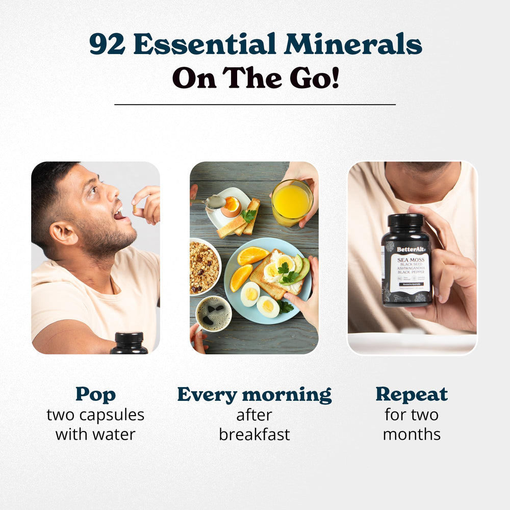 Vitamin and mineral blend highlighted with sea moss capsules