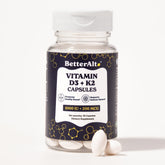Front view of Better Alt Vitamin D3 + K2 Capsules bottle