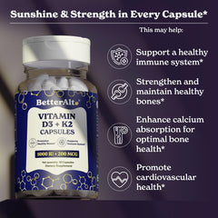 Vitamin D3 + K2 capsules on a clean white background