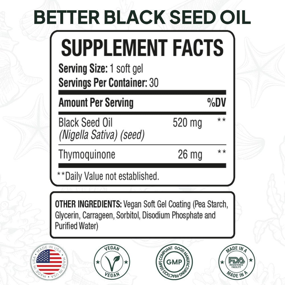 Soft gel capsules of Better Black Seed Oil