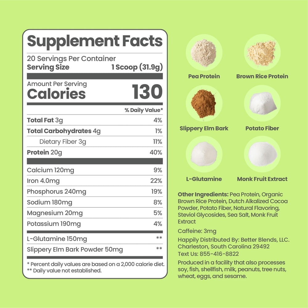Close-up of pea and brown rice protein ingredients