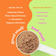 Scoop of powder being added to a shake