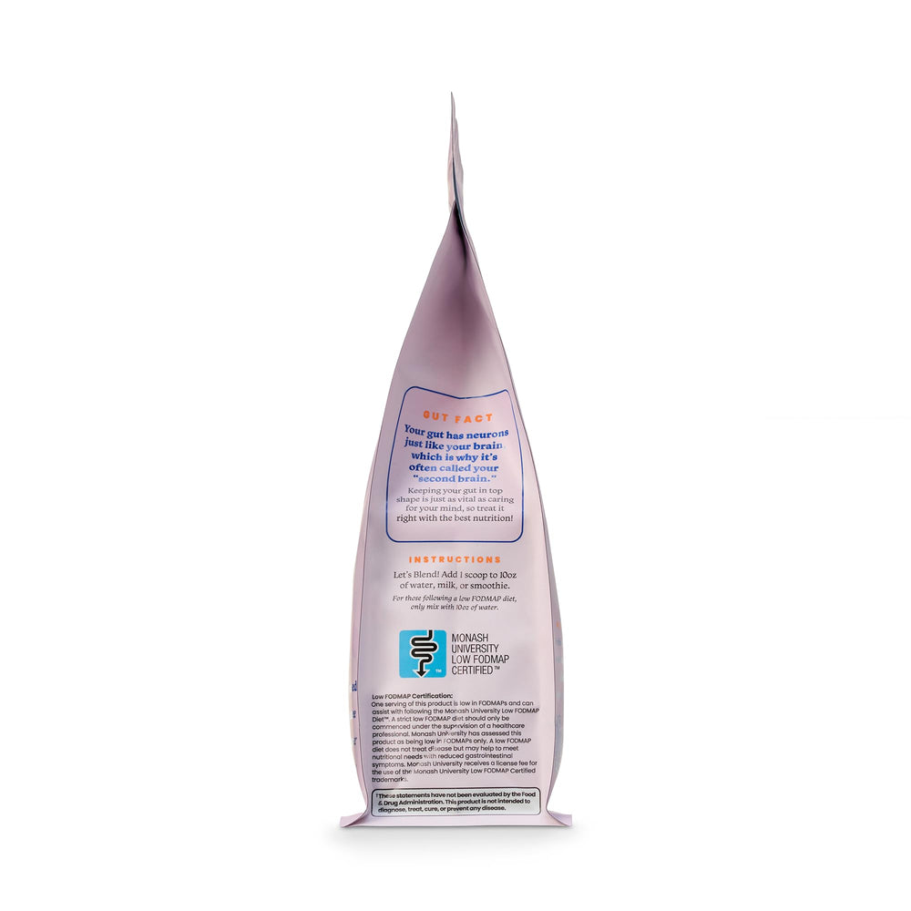 Vanilla Dream flavor packaging beside glass of shake