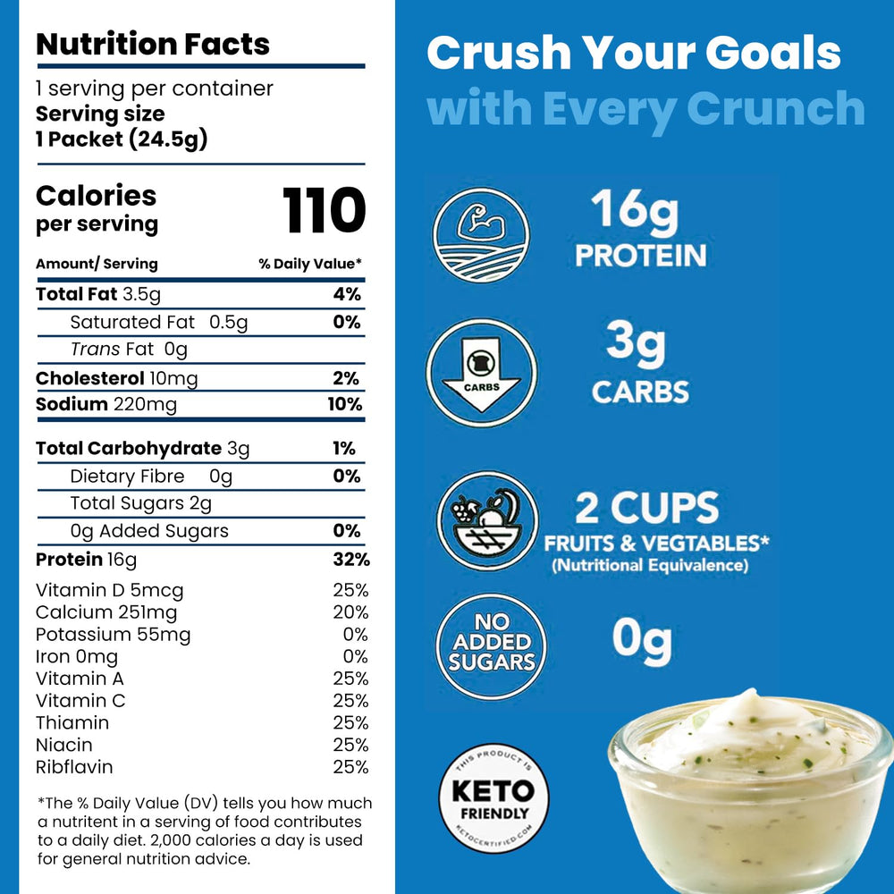 Close-up of ranch-flavored protein puffs