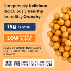 Better Than Good Savory Keto Baked Cheddar Protein Puffs ready for post-workout fueling