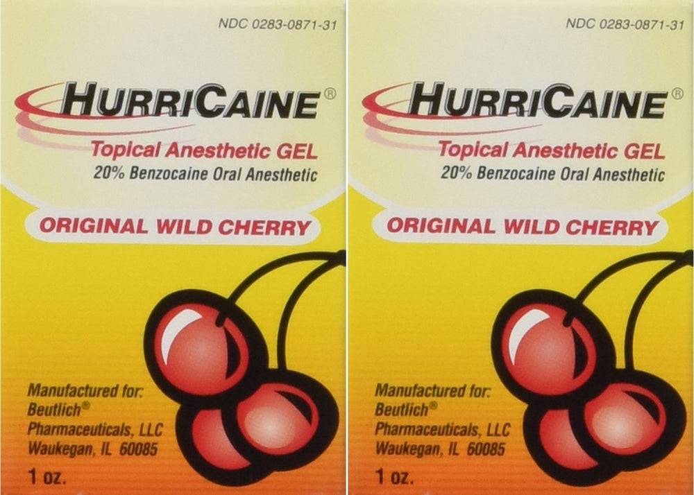 Beutlich Hurricaine Wild Cherry Topical Anesthetic Gel - 1 oz pack of 2