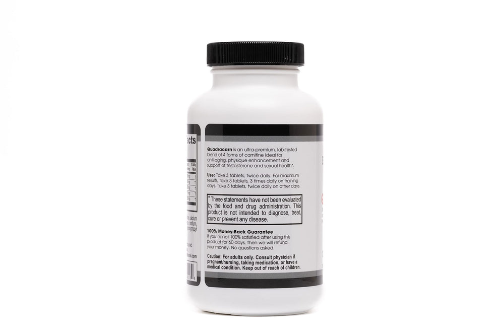 Ingredients panel showing Acetyl L-Carnitine, L-Carnitine, L-Carnitine L-Tartrate, Propionyl L-Carnitine HCL and Gymnema sylvestre
