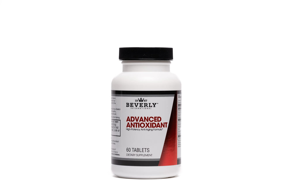 Front view of Beverly International Advanced Antioxidant bottle with label