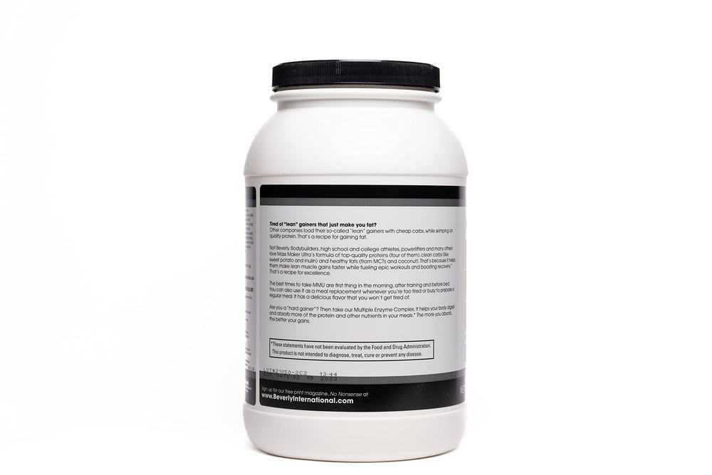 Mass Maker Ultra Vanilla packaging highlights calories and nutrition balance