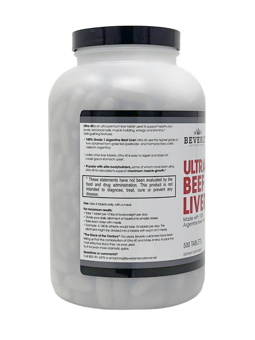 Close-up of Ultra 40 beef liver tablets