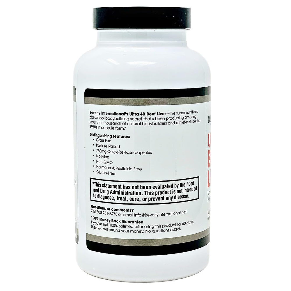 Close-up of Ultra 40 Beef Liver capsules