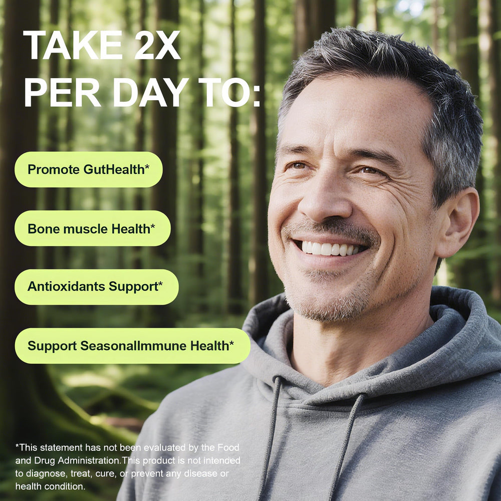 Two softgel capsules illustrating the 2-in-1 formula (oregano oil and black seed oil)