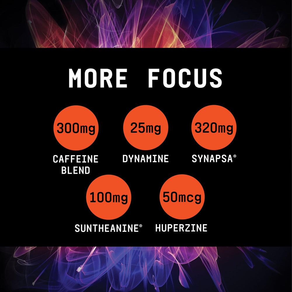 Rapid-release caffeine blend and energy-focused graphics on Burn MF