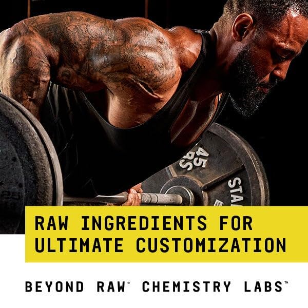 Beyond Raw Chemistry Labs Beta-Alanine powder serving shows 32 g per serving for workouts.