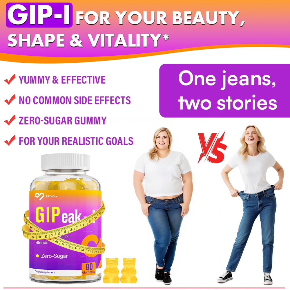 GIP gummies beside a timer and glass of water for daily routine