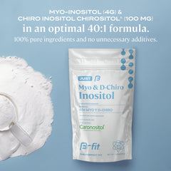 Inositol powder and ingredients close-up