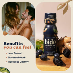 Active lifestyle image featuring Bido herbal wellness drink