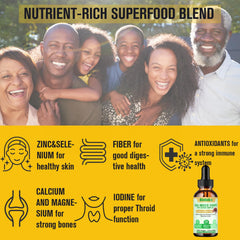 Burdock root and bladderwrack seaweed ingredients