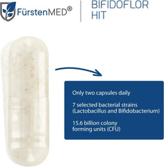 Concept image of digestive health with probiotic capsules