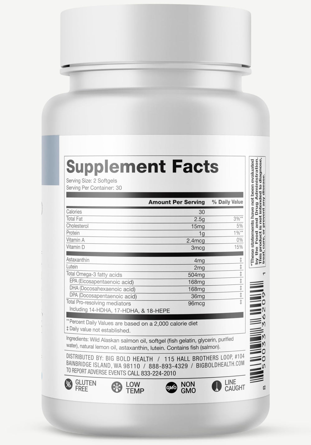 Lemon-flavored omega-3 supplement label