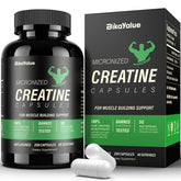 BIKAYALUE Creatine Monohydrate bottle displaying 5000mg per serving and 40 servings