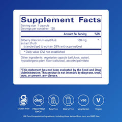Bilberry 160 mg bottle label close-up