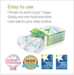 Close-up of BIMUNO Immunity sachets and packaging