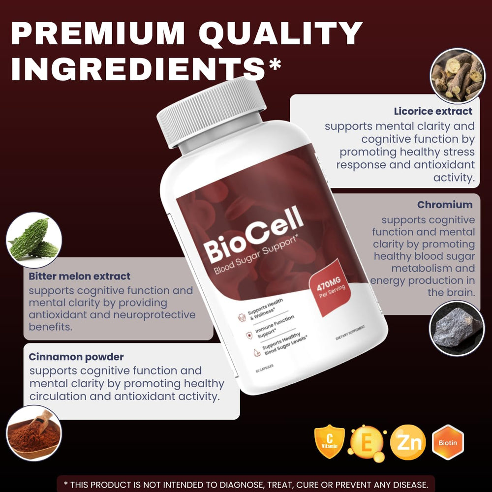 Ingredient panel and label on BioCell Capsules bottle