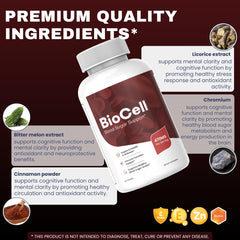 Ingredient panel and label on BioCell Capsules bottle